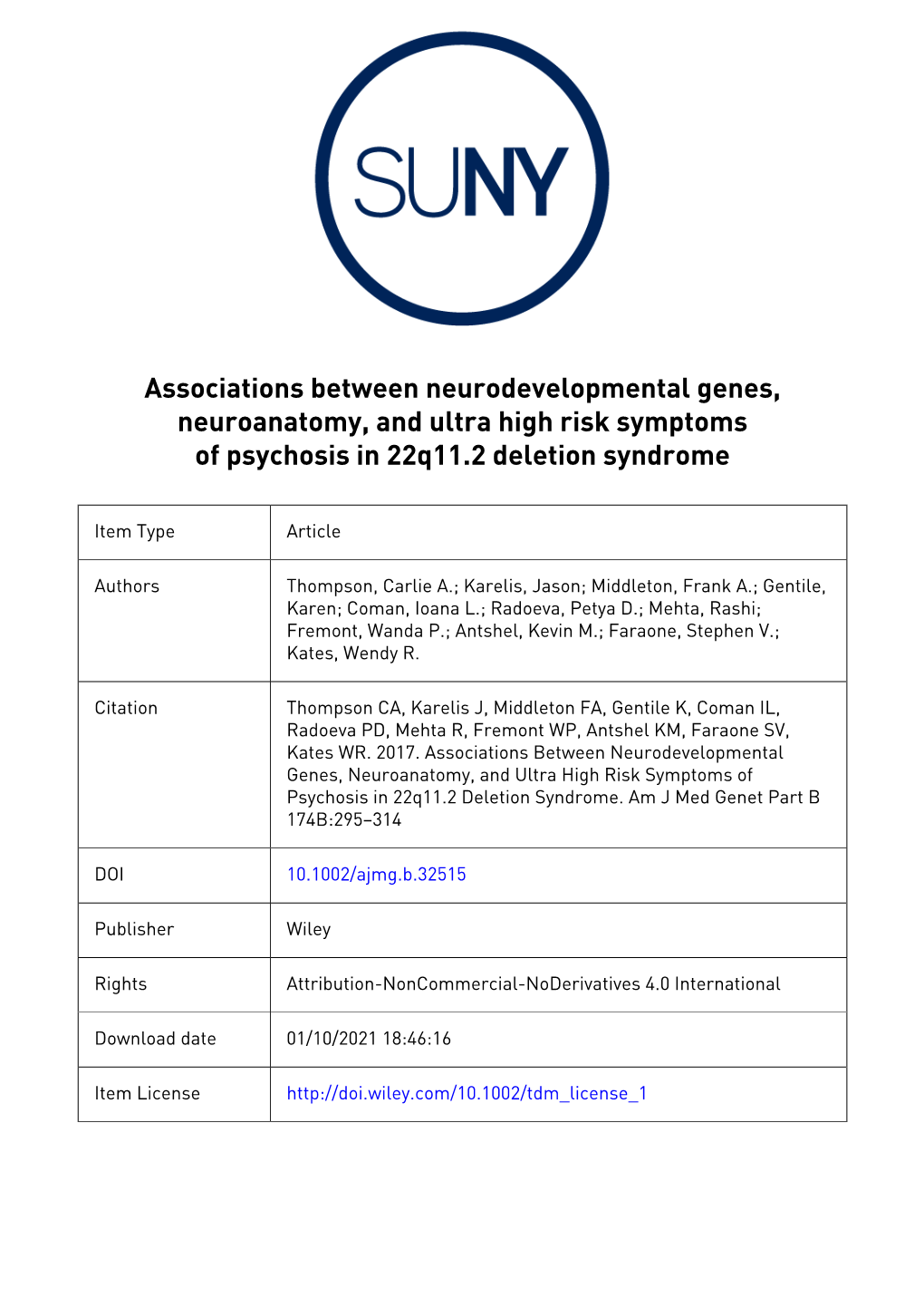 Associations Between Neurodevelopmental Genes, Neuroanatomy, and Ultra High Risk Symptoms of Psychosis in 22Q11.2 Deletion Syndrome