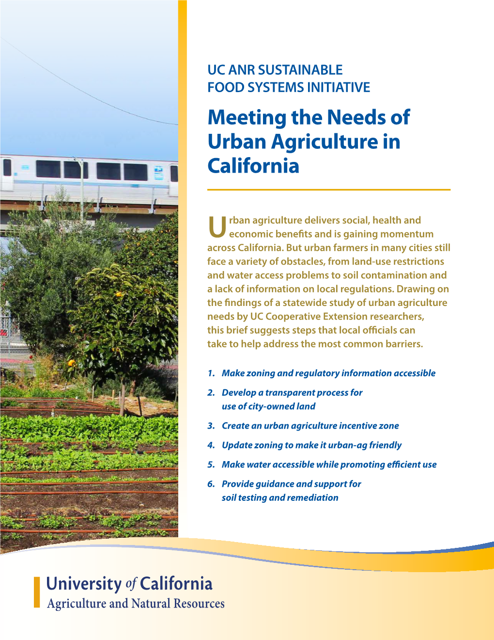 Meeting the Needs of Urban Agriculture in California