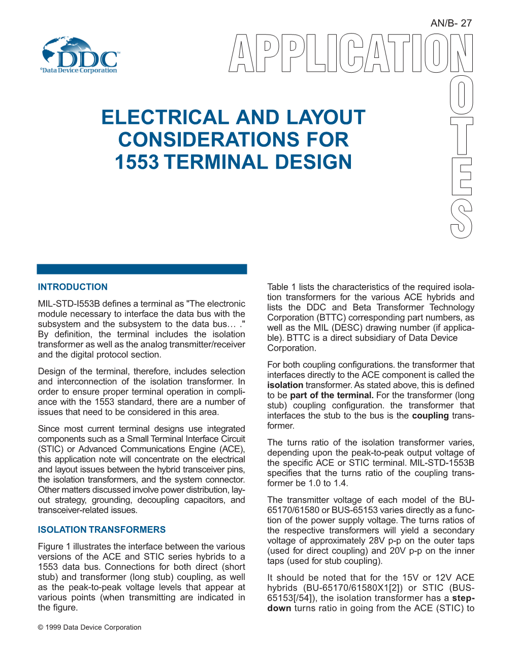 Electrical and Layout Considerations for 1553 Terminal Design