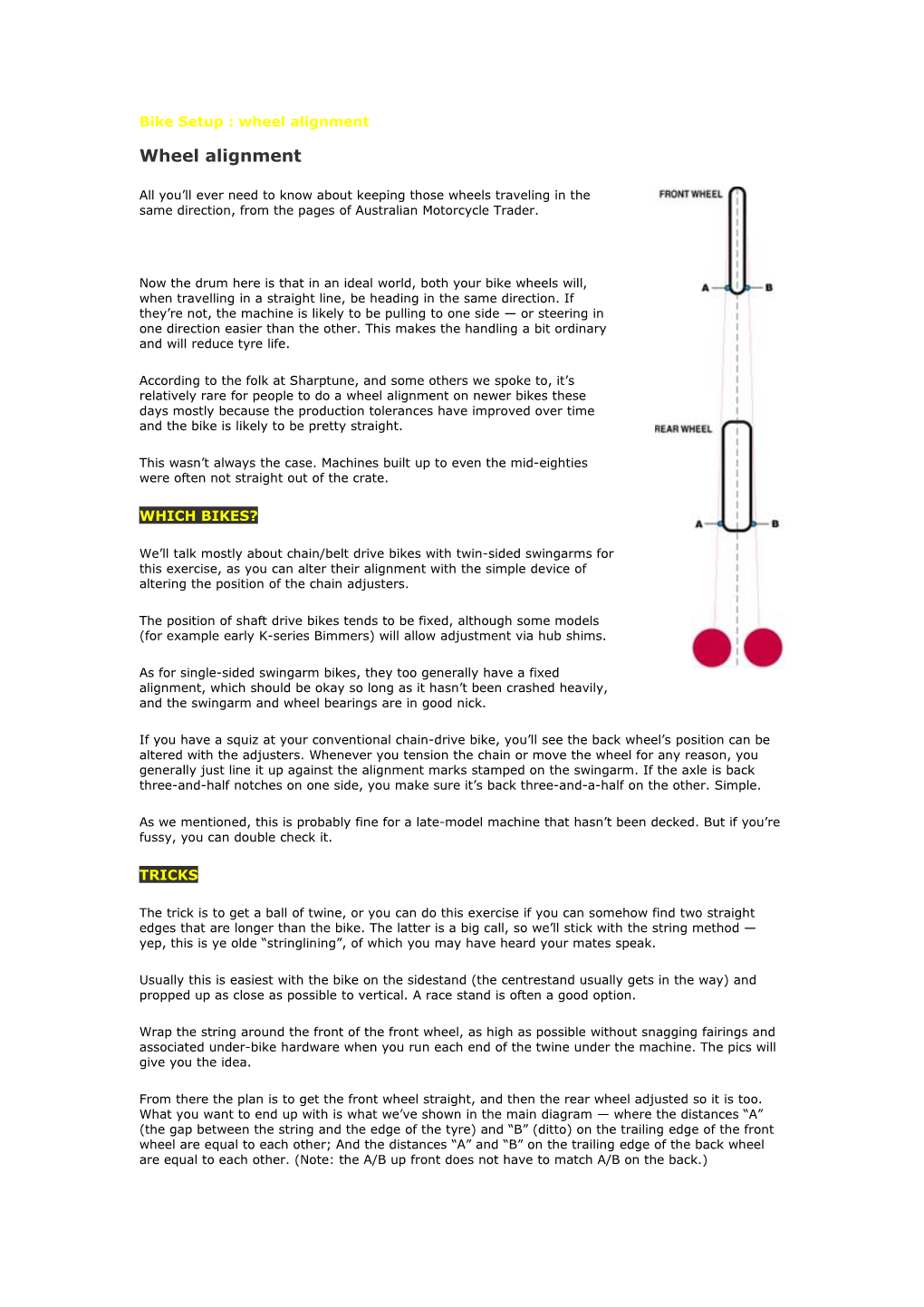 Bike Setup : Wheel Alignment