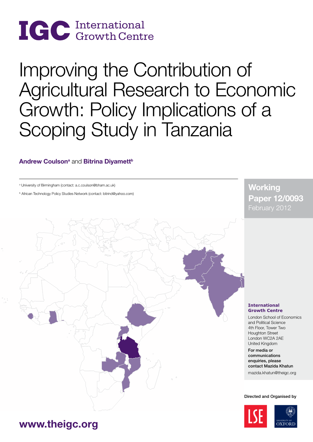 The Capacity and Uptake of Agricultural Research in Tanzania