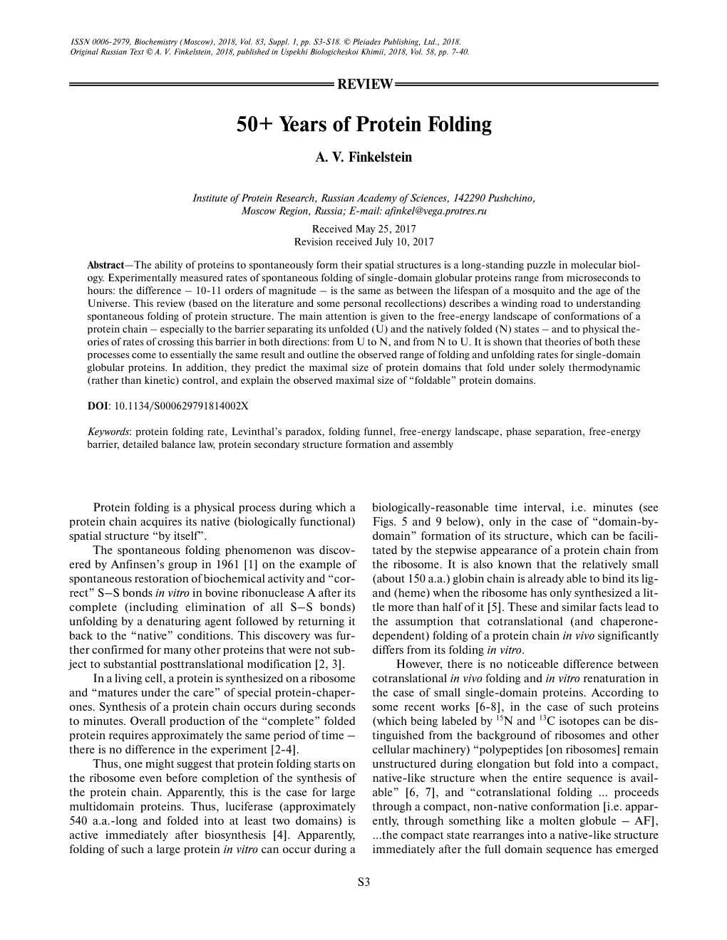 50+ Years of Protein Folding