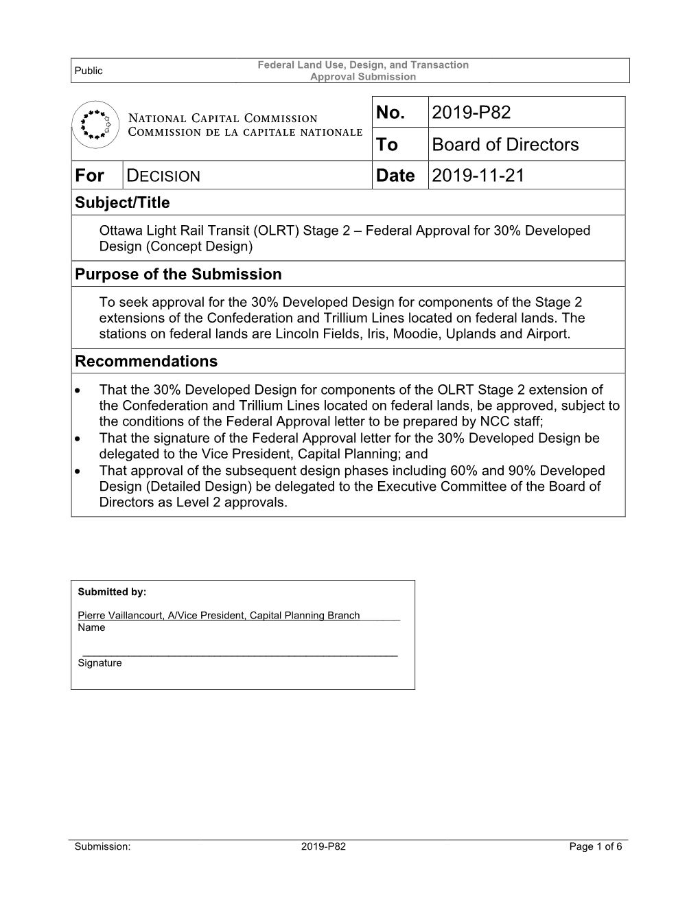 No. 2019-P82 to Board of Directors for DECISION Date 2019-11-21