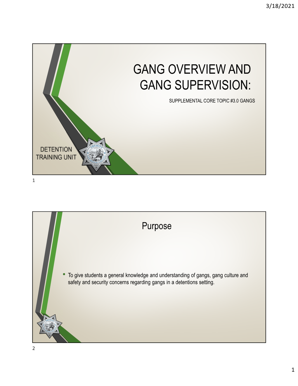 Gang Overview and Gang Supervision