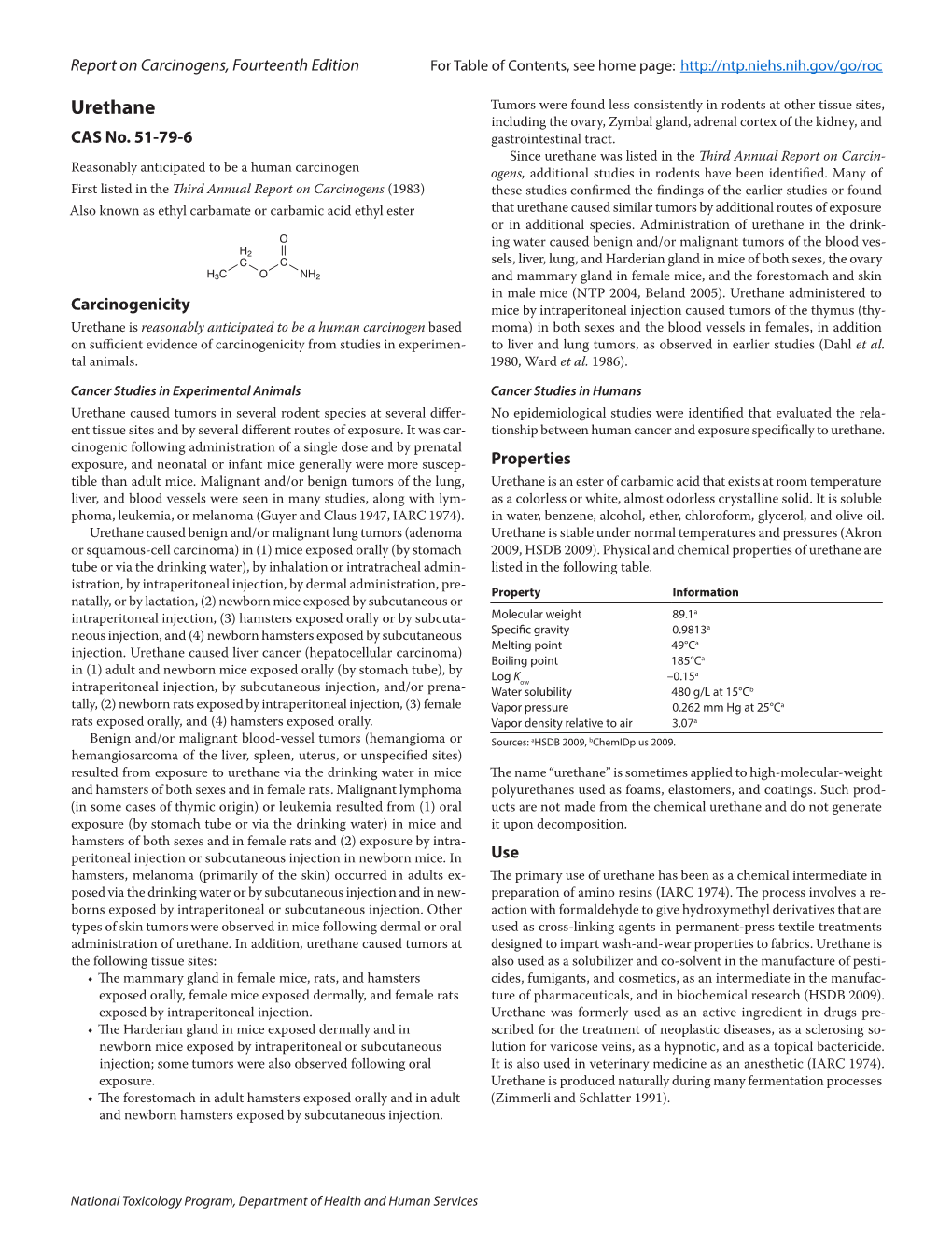 Report on Carcinogens, Fourteenth Edition for Table of Contents, See Home Page