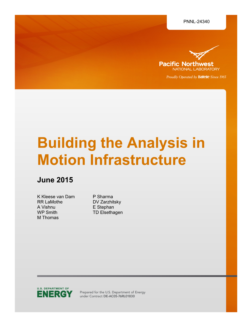 Building the Analysis in Motion Infrastructure June 2015
