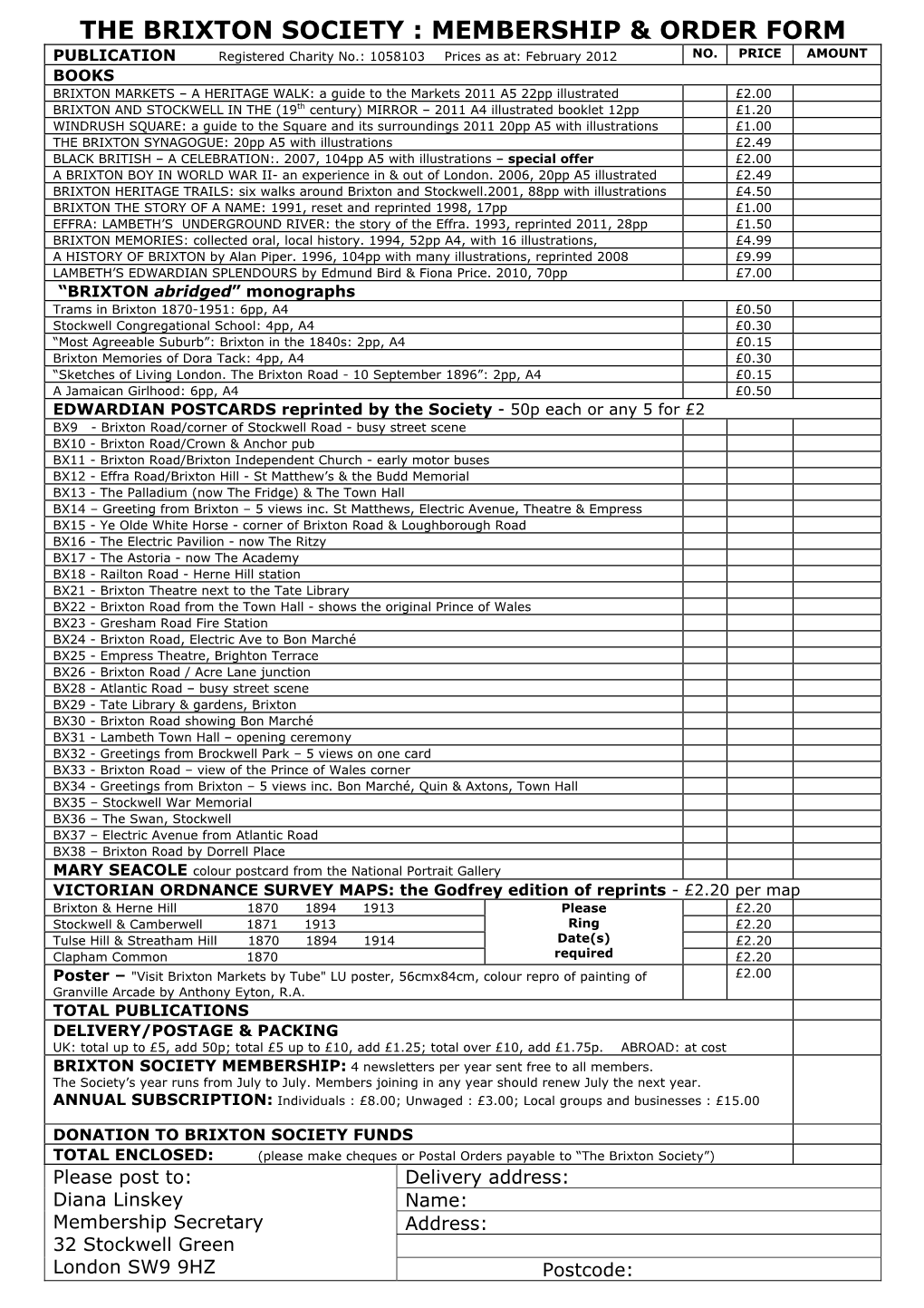 Membership & Order Form