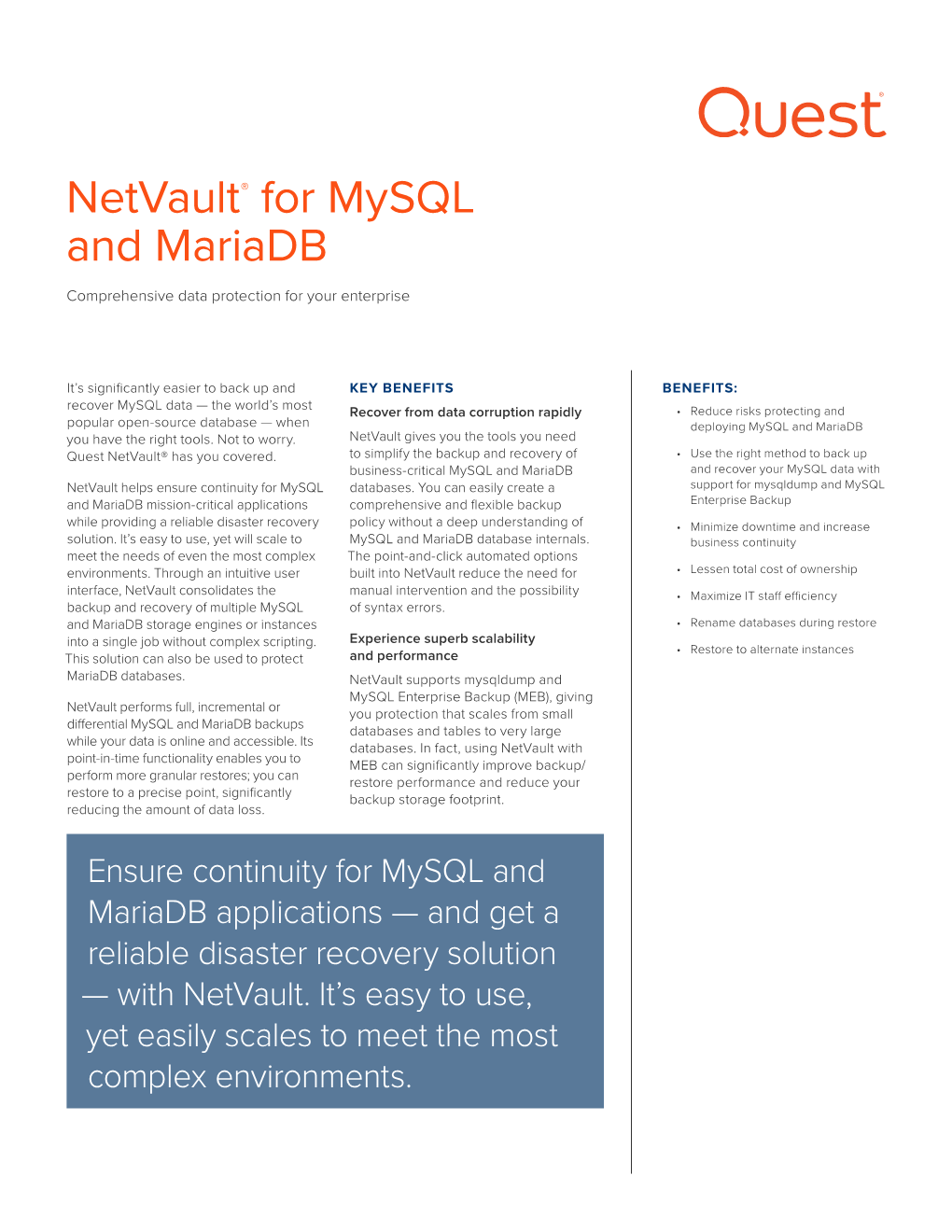 Netvault Backup for Mysql