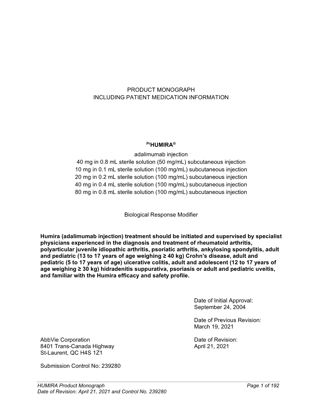 Adalimumab Injection