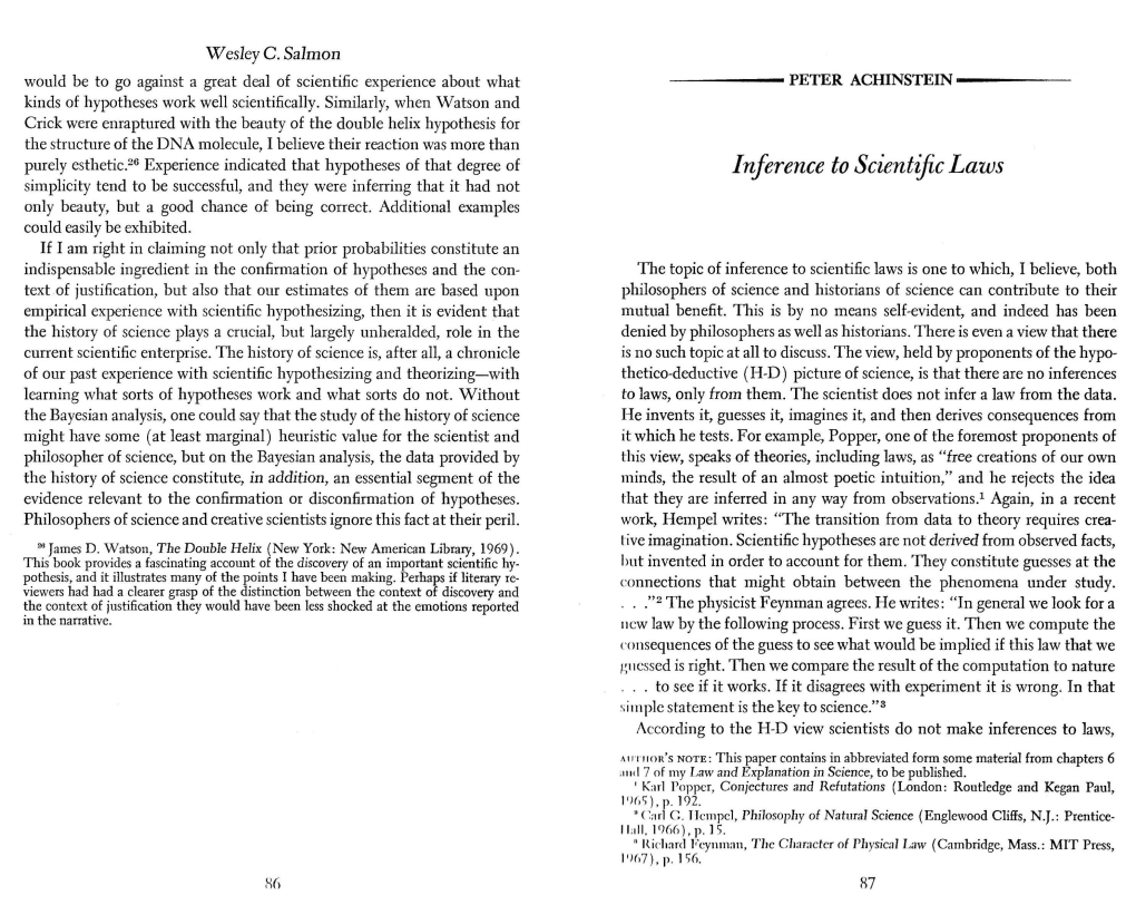 Inference to Scientific Laws Simplicity Tend to Be Successful, and They Were Inferring That It Had Not Only Beauty, but a Good Chance of Being Correct