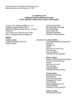 Mckesson HBOC, Inc. Securities Litigation 99-CV-20743-US District