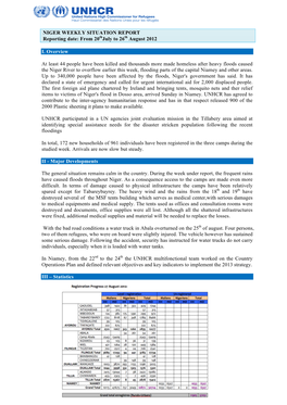 1 NIGER WEEKLY SITUATION REPORT Reporting Date: From