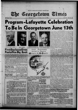 Program -Lafayette Celebration to Be in Georgetown June 13Th