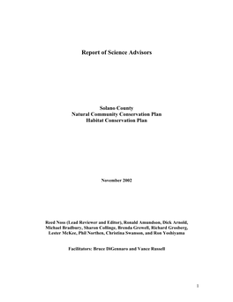 Report of Science Advisors