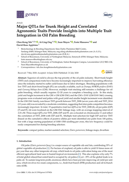Major Qtls for Trunk Height and Correlated Agronomic Traits Provide Insights Into Multiple Trait Integration in Oil Palm Breeding