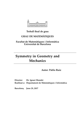 Symmetry in Geometry and Mechanics