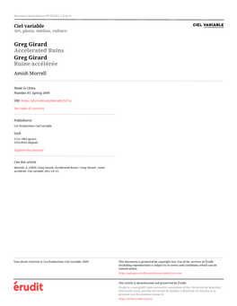 Greg Girard Accelerated Ruins Greg Girard Ruine Accélérée Amish Morrell