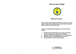 Beavers Space Badge What to Do Next…