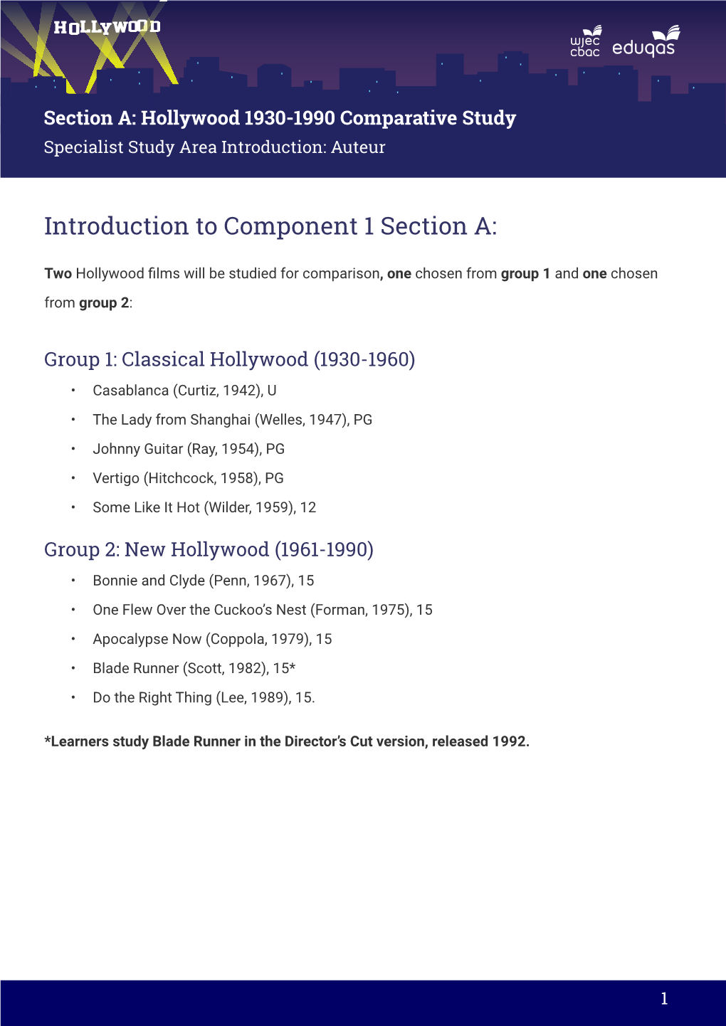 Introduction to Component 1 Section A