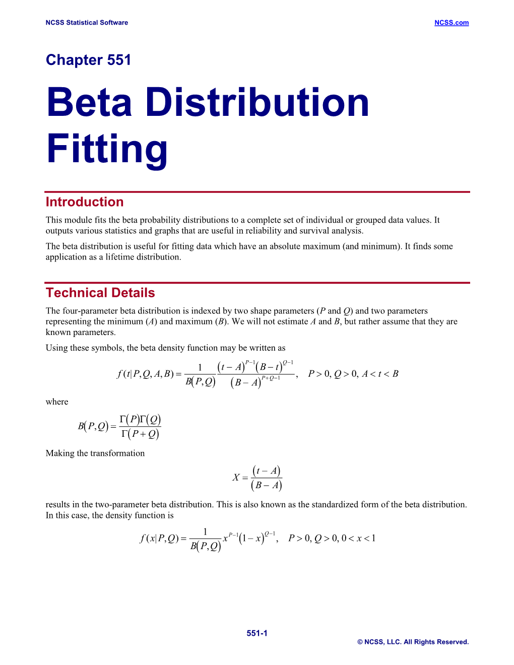 Beta Distribution Fitting