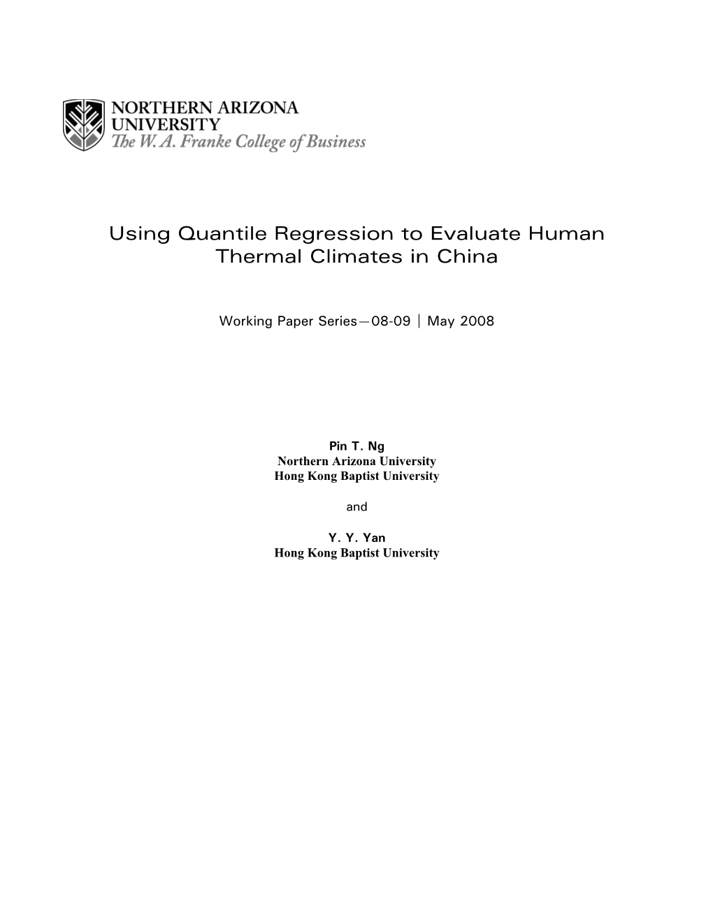 Using Quantile Regression to Evaluate Human Thermal Climates in China