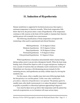 11. Induction of Hypothermia
