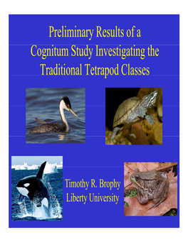 Preliminary Results of a I D I I H Cognitum Study Investigating the Traditional Tetrapod Classes P