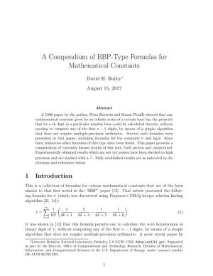 A Compendium of BBP-Type Formulas for Mathematical Constants