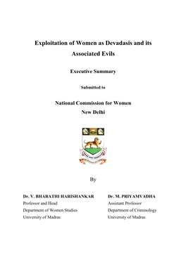 Exploitation of Women As Devadasis and Its Associated Evils