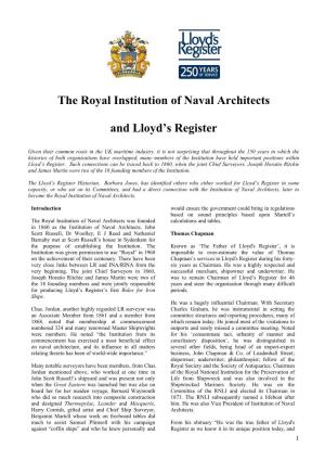 The Royal Institution of Naval Architects and Lloyd's Register
