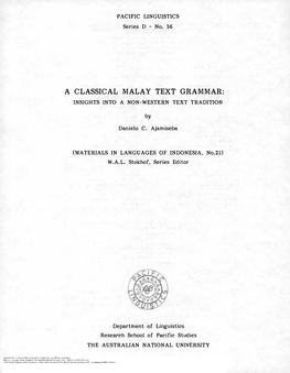 A Classical Malay Text Grammar: Insights Into a Non-Western Text Tradition
