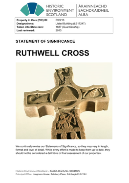 Ruthwell Cross Statement of Significance