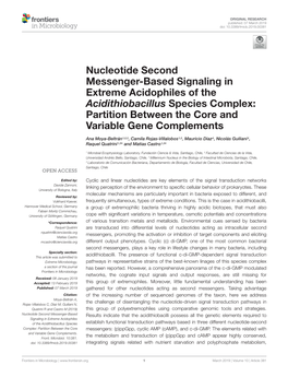 Nucleotide Second Messenger-Based Signaling in Extreme Acidophiles of the Acidithiobacillus Species Complex: Partition Between the Core and Variable Gene Complements