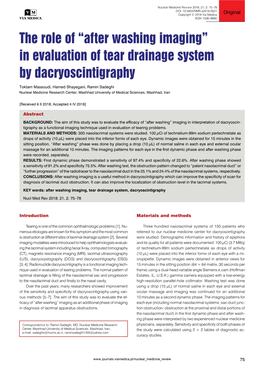 In Evaluation of Tear Drainage System by Dacryoscintigraphy
