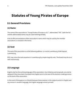 YPE Statutes, Last Update November 2020