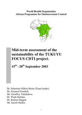 Mid-Term Assessment of the Sustainability of the TUKUYU FOCUS CDTI Project