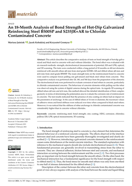 An 18-Month Analysis of Bond Strength of Hot-Dip Galvanized Reinforcing Steel B500SP and S235JR+AR to Chloride Contaminated Concrete