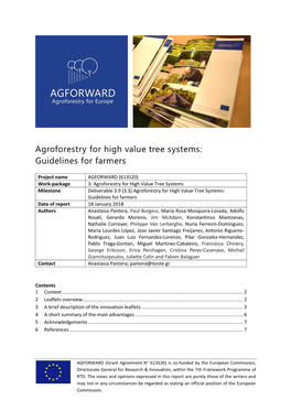Agroforestry for High Value Tree Systems: Guidelines for Farmers
