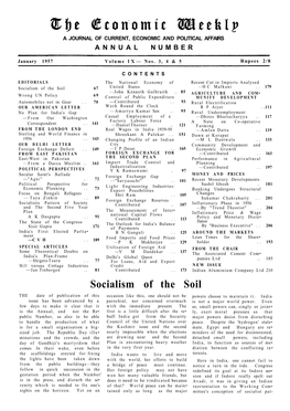 Socialism of the Soil 67 United States —H C Malkani