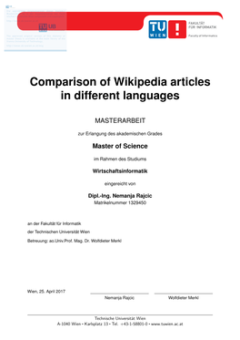 Comparison of Wikipedia Articles in Different Languages