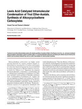 Lewis Acid Catalyzed Intramolecular Condensation of Ynol Ether-Acetals