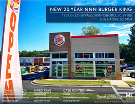 New 20-Year Nnn Burger King 195 Us-321 Bypass, Winnsboro, Sc 29180 Columbia, Sc Msa
