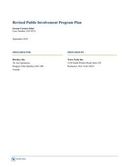 Revised Public Involvement Program Plan