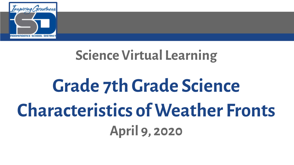 Grade7th Grade Science Characteristics of Weather Fronts