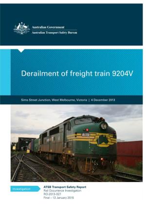 Derailment of Freight Train 9204V, Sims Street Junction, West Melbourne