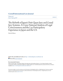 The Rebirth of Japan's Petit Quasi-Jury and Grand Jury Systems