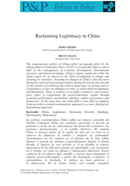 Reclaiming Legitimacy in China