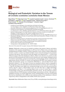 Biological and Proteolytic Variation in the Venom of Crotalus Scutulatus Scutulatus from Mexico