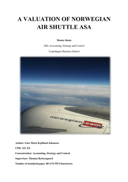A Valuation of Norwegian Air Shuttle Asa