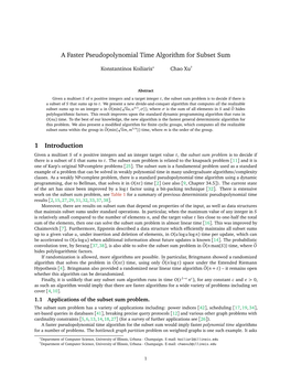 A Faster Pseudopolynomial Time Algorithm for Subset Sum 1